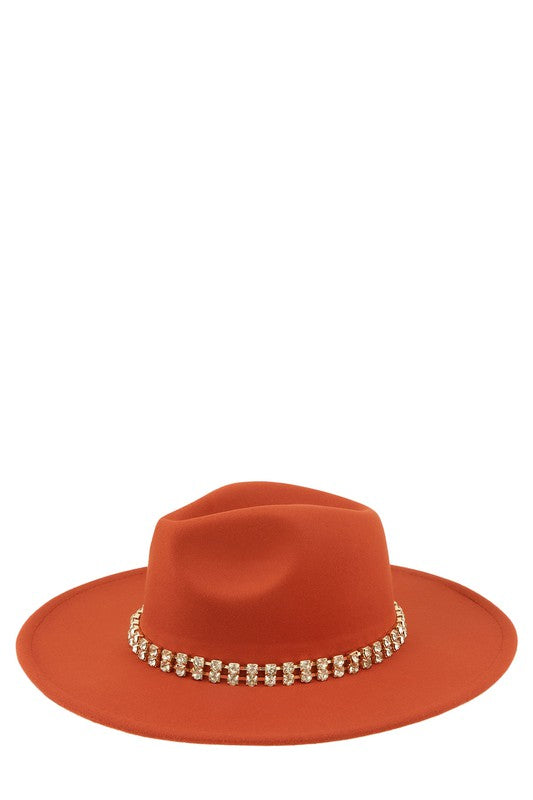 Rhinestone Accent Fedora Hat - Undeniably LUXE