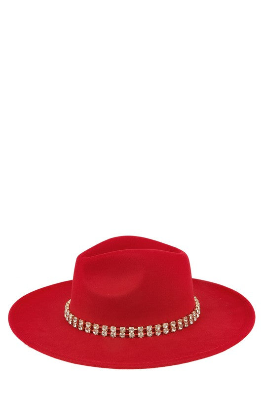 Rhinestone Accent Fedora Hat - Undeniably LUXE