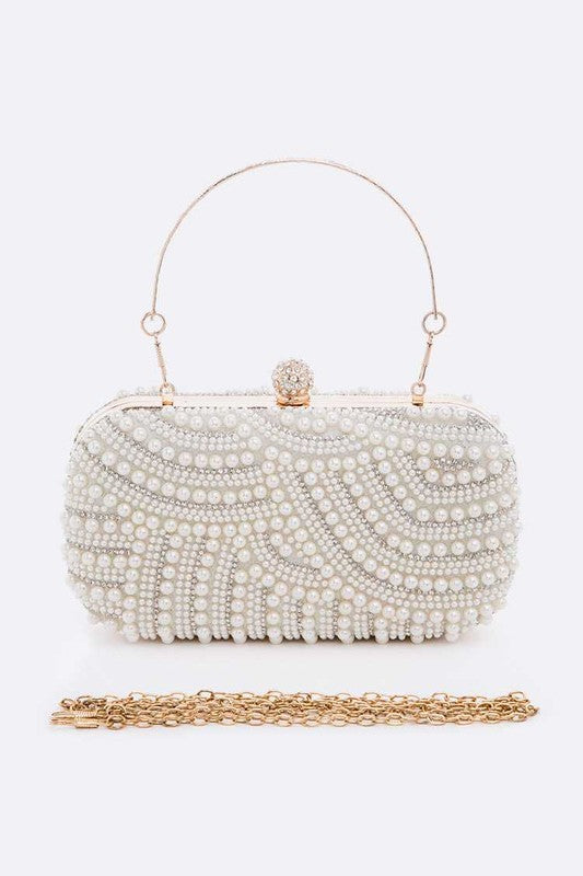 Pearl Embellshment Bridal Box Clutch - Undeniably LUXE