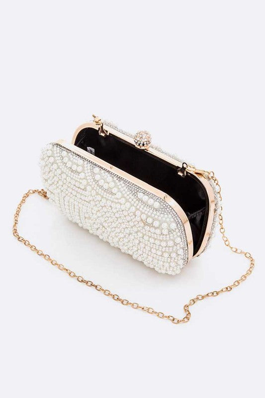 Pearl Embellshment Bridal Box Clutch - Undeniably LUXE