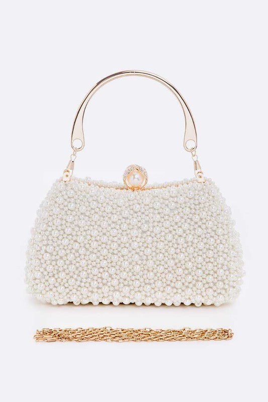 Pearl Embellishment Double Sided Statement Clutch - Undeniably LUXE