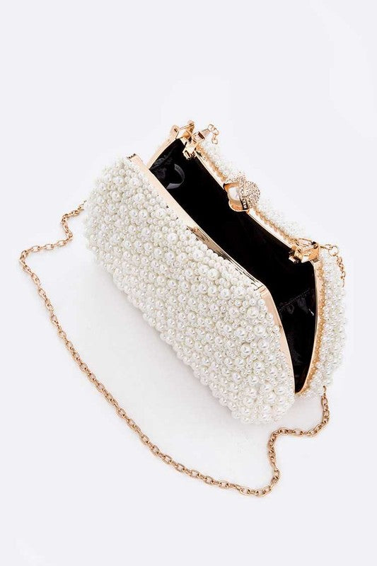 Pearl Embellishment Double Sided Statement Clutch - Undeniably LUXE