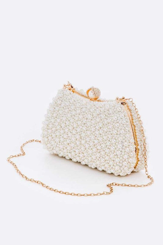 Pearl Embellishment Double Sided Statement Clutch - Undeniably LUXE