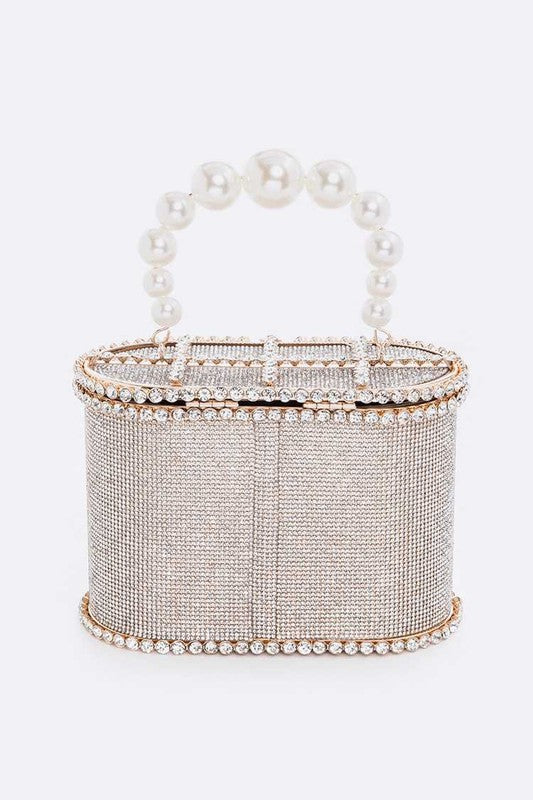 Pearl Handle Iconic Rhinestone Box Clutch - Undeniably LUXE