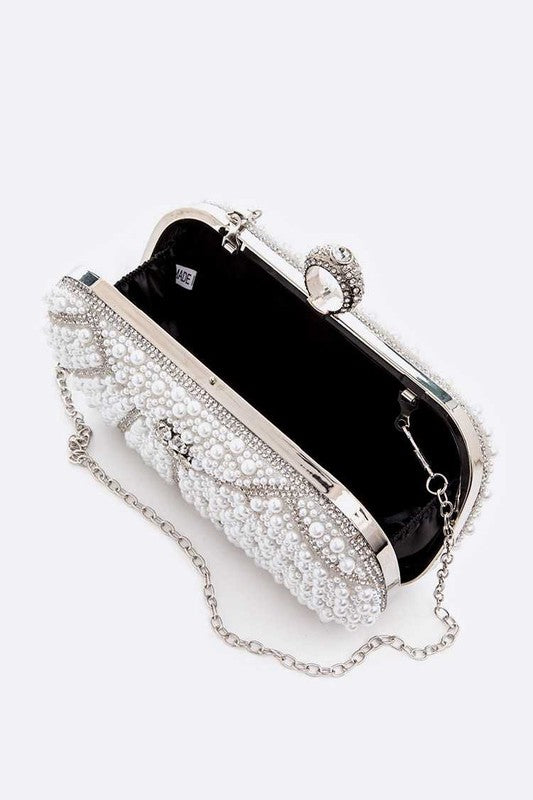 Pearl Studded Statement Bridal Box Clutch - Undeniably LUXE