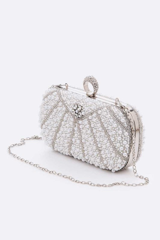 Pearl Studded Statement Bridal Box Clutch - Undeniably LUXE