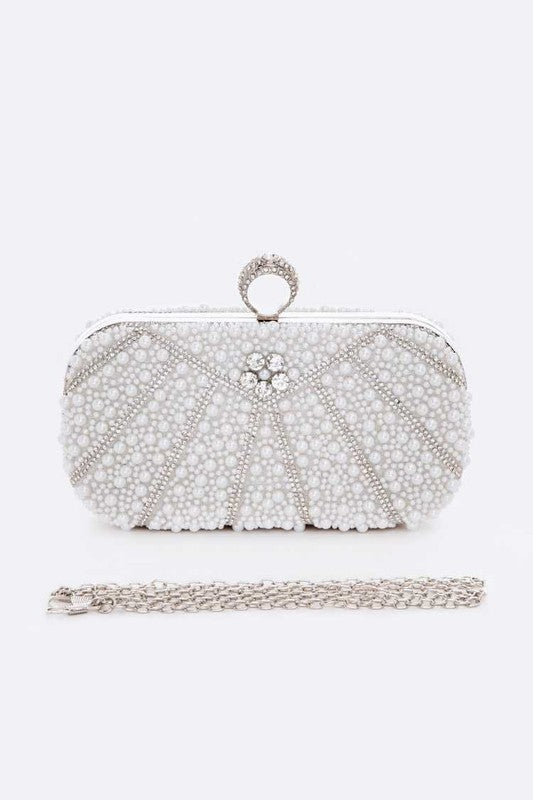 Pearl Studded Statement Bridal Box Clutch - Undeniably LUXE