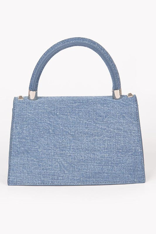 Studded Top Handle Denim Swing Bag - Undeniably LUXE