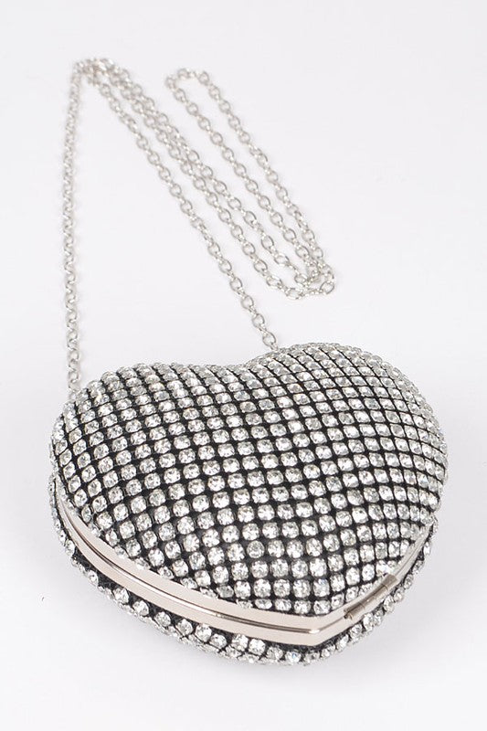 Rhinestone Heart Shape Box Clutch - Undeniably LUXE