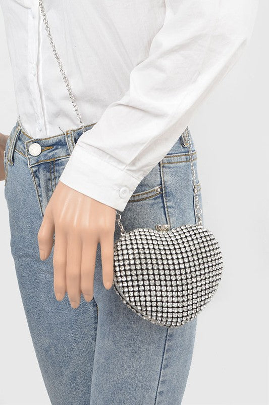 Rhinestone Heart Shape Box Clutch - Undeniably LUXE