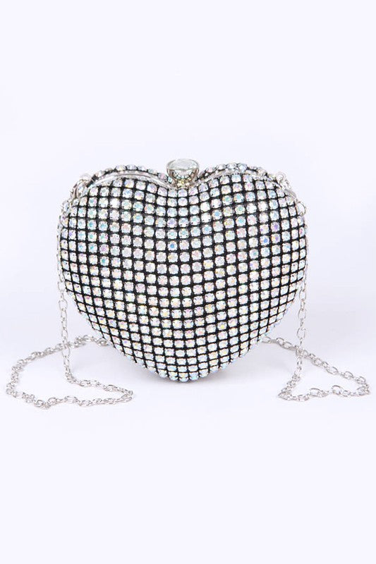 Rhinestone Heart Shape Box Clutch - Undeniably LUXE