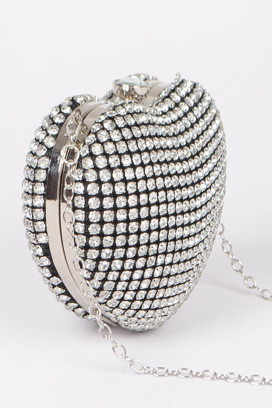 Rhinestone Heart Shape Box Clutch - Undeniably LUXE