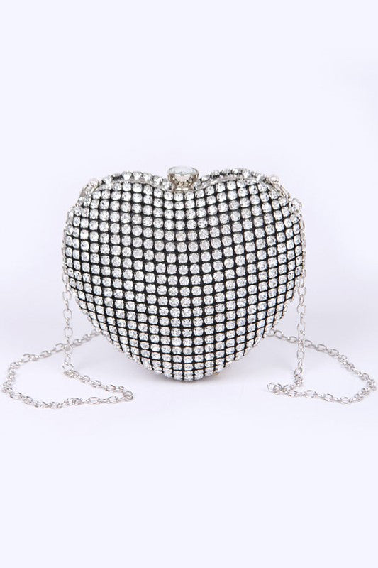 Rhinestone Heart Shape Box Clutch - Undeniably LUXE