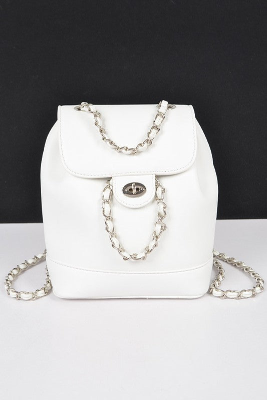 Chic Faux Leather Backpack with Chain Detail