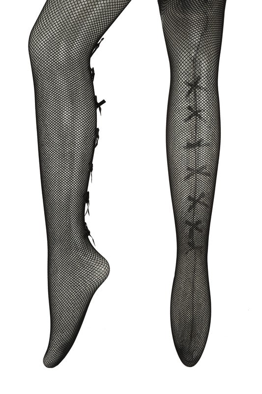 Back Ribbon Shape and Waist Sheer Mesh Stocking - Undeniably LUXE