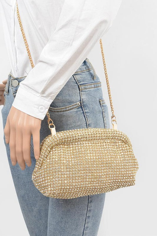 Oversize Rhinestone Convertible Soft Clutch Bag - Undeniably LUXE