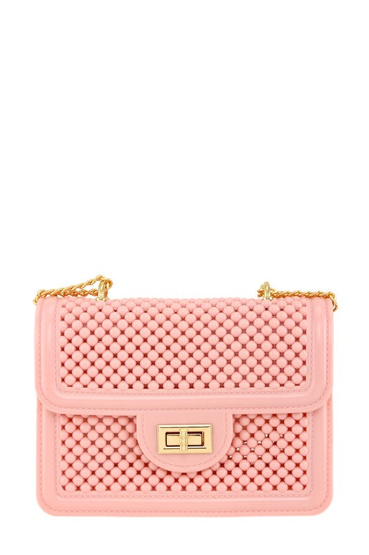 Metal Square Buckle Crossbody Chain Jelly Bag - Undeniably LUXE