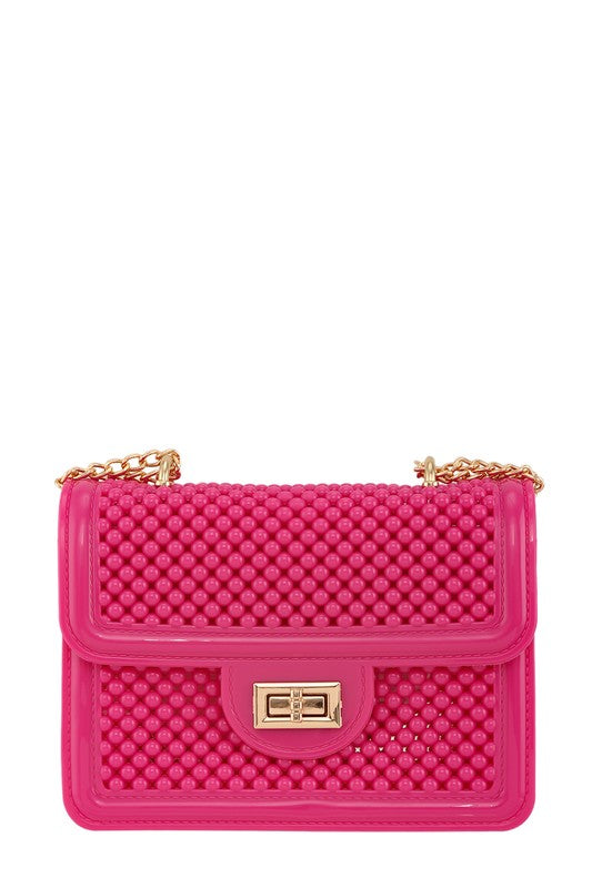 Metal Square Buckle Crossbody Chain Jelly Bag - Undeniably LUXE