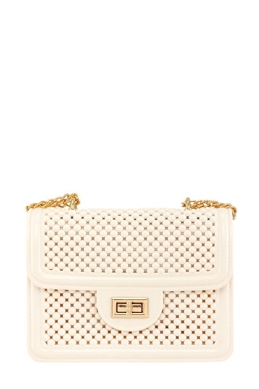 Metal Square Buckle Crossbody Chain Jelly Bag - Undeniably LUXE