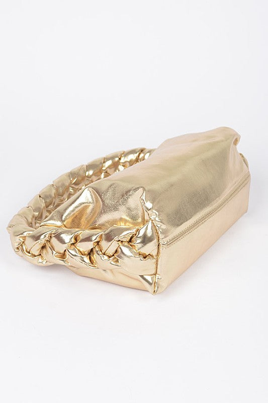 Metallic Braided Top Hanlde Convertable Bag - Undeniably LUXE