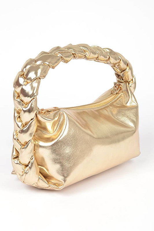 Metallic Braided Top Hanlde Convertable Bag - Undeniably LUXE