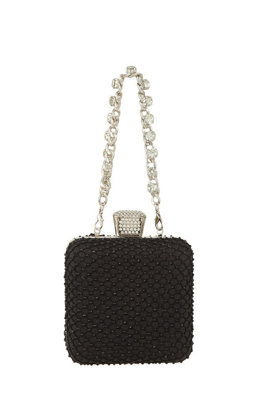 Rhinestone Paved Square Shape Crossbody Bag - Undeniably LUXE