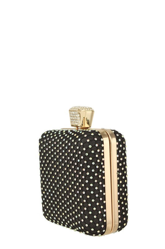 Rhinestone Paved Square Shape Crossbody Bag - Undeniably LUXE