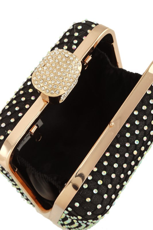 Rhinestone Paved Square Shape Crossbody Bag - Undeniably LUXE