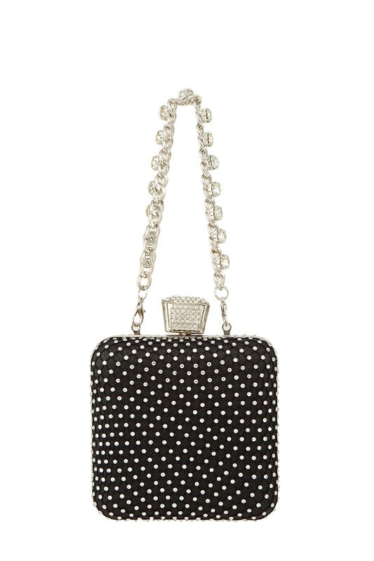 Rhinestone Paved Square Shape Crossbody Bag - Undeniably LUXE