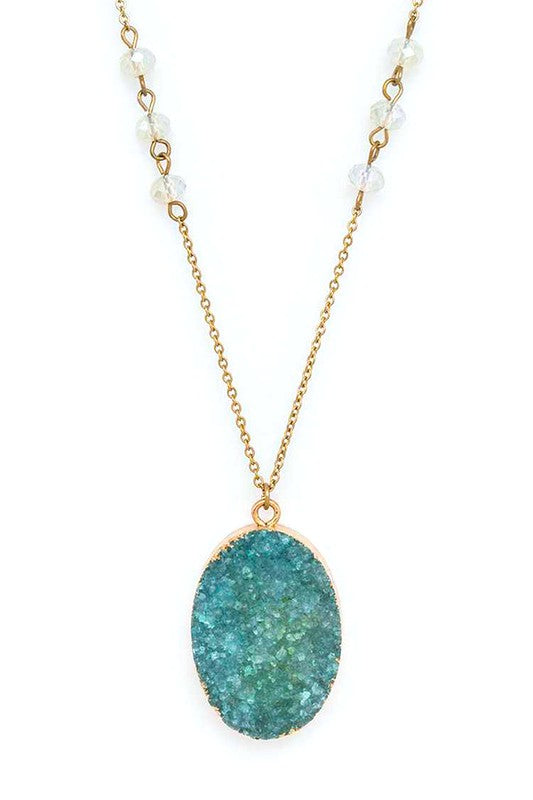 Genuine Druzy Long Pendant Necklace - Undeniably LUXE