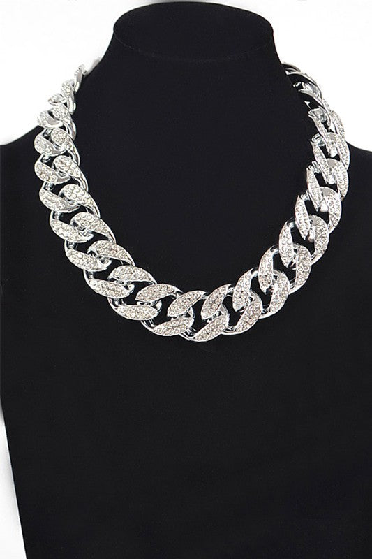 Rhinestone Pave Chunky Chain Necklace - Undeniably LUXE