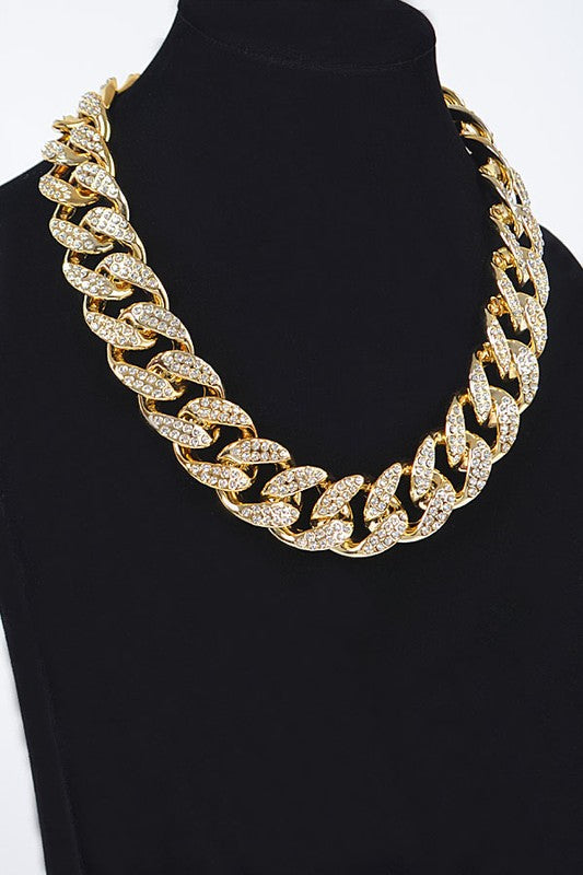 Rhinestone Pave Chunky Chain Necklace - Undeniably LUXE