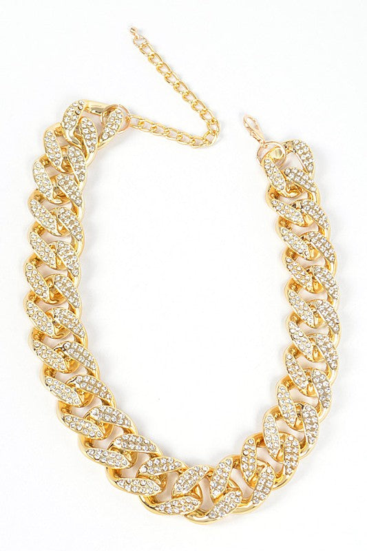 Rhinestone Pave Chunky Chain Necklace - Undeniably LUXE