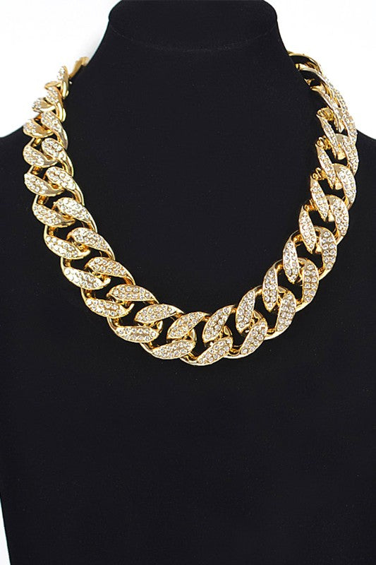 Rhinestone Pave Chunky Chain Necklace - Undeniably LUXE