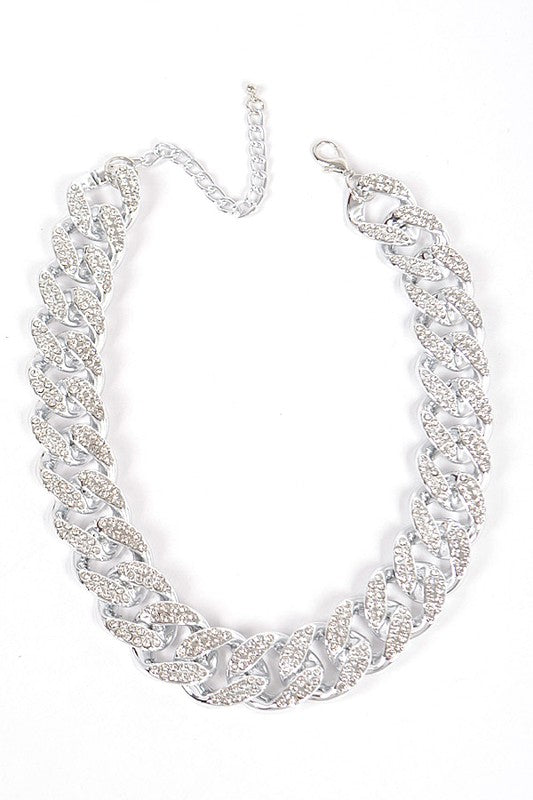 Rhinestone Pave Chunky Chain Necklace - Undeniably LUXE