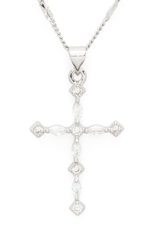 CZ Cross Pendant Necklace - Undeniably LUXE