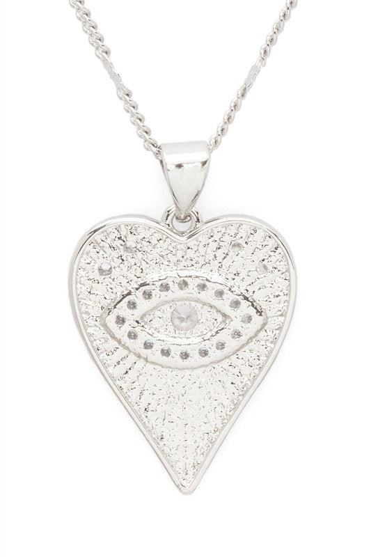 Vintage Inspired Heart Shape Eye Pendant Necklace - Undeniably LUXE