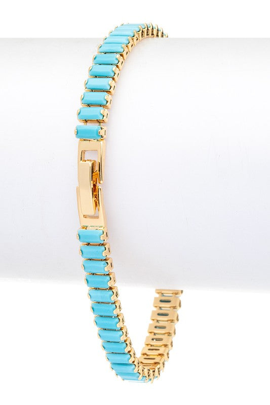 Opaque Baguette Stone Tennis Bracelet - Undeniably LUXE