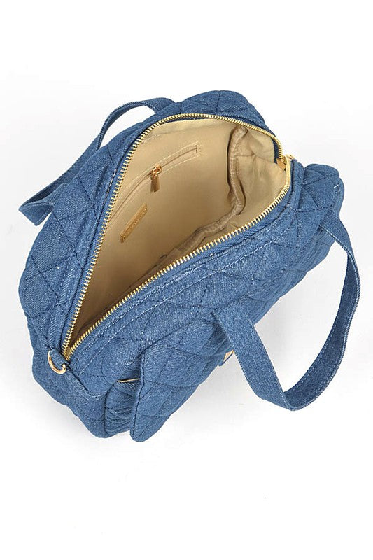 Quilted Denim Weekender Duffle Gym Bag