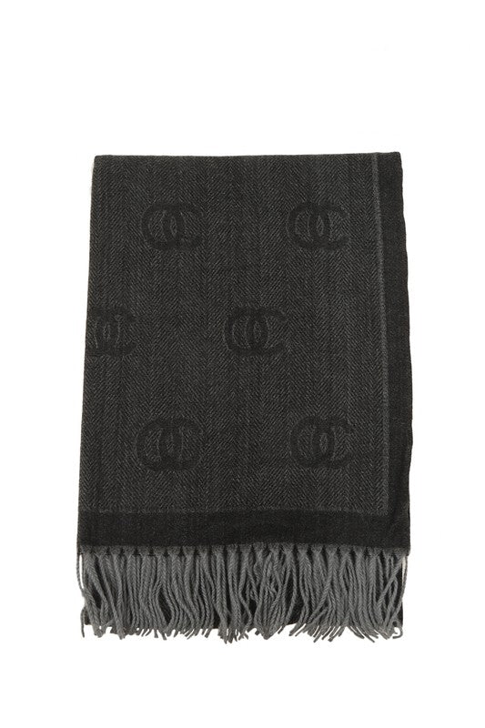 Double C Pattern Scarf with Fringe