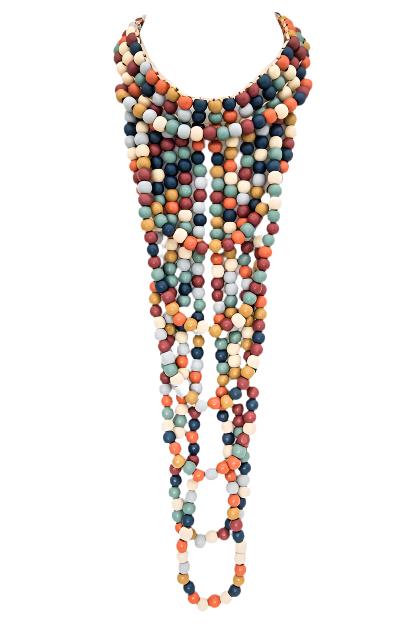 Colored Wooden Beads Statement Necklace - Undeniably LUXE