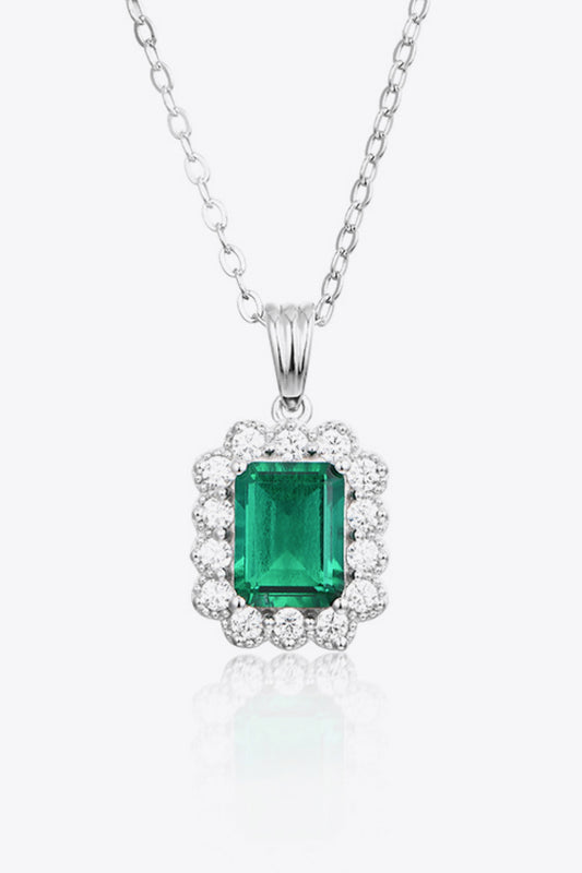 1.5 Carat Emerald Pendant Sterling Silver Necklace