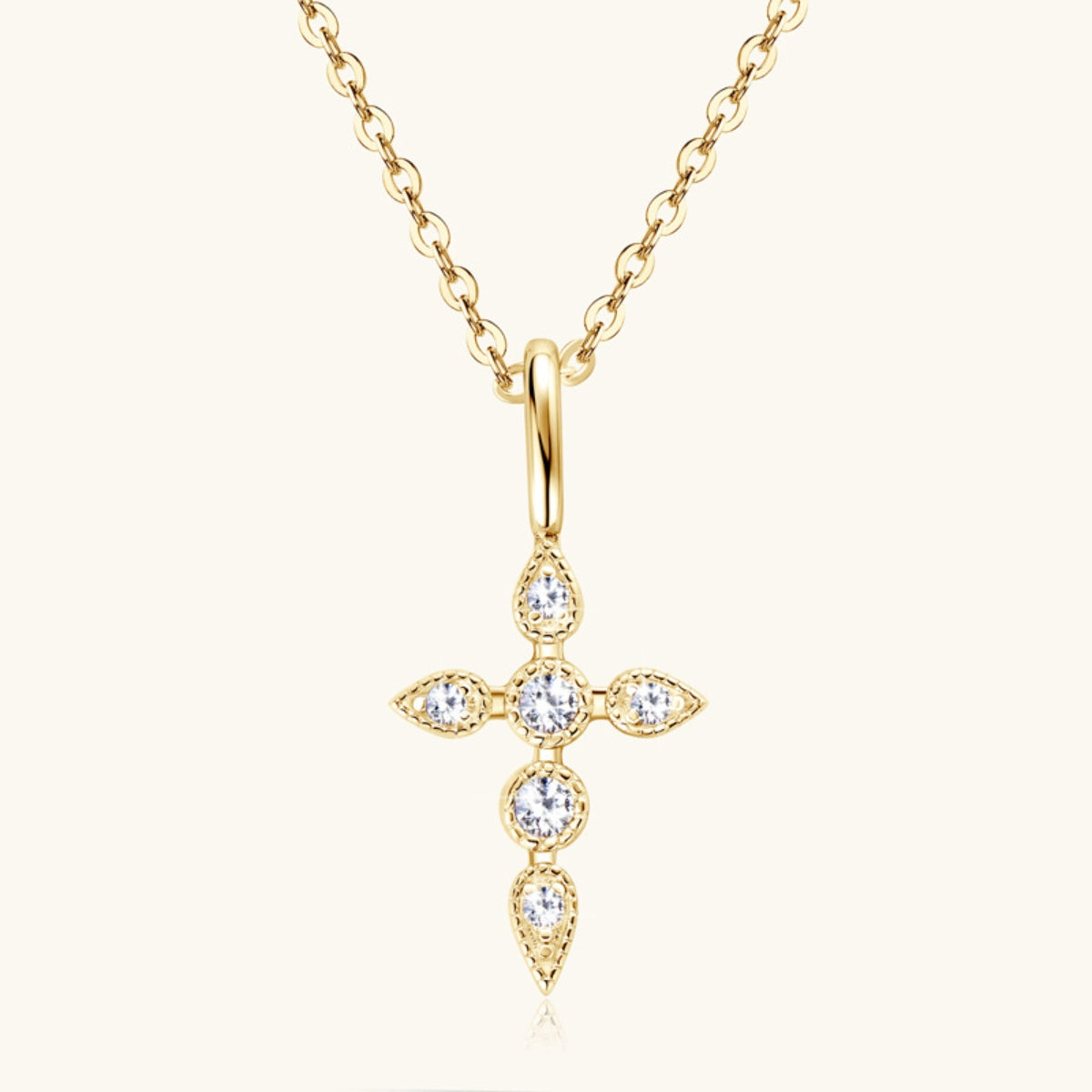 Sterling Silver Moissanite Cross Pendant Necklace