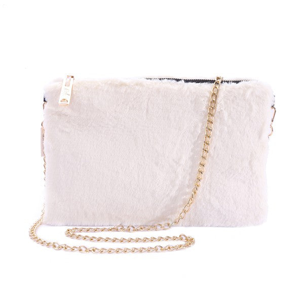 Chic Faux Fur Evening Clutch Bag