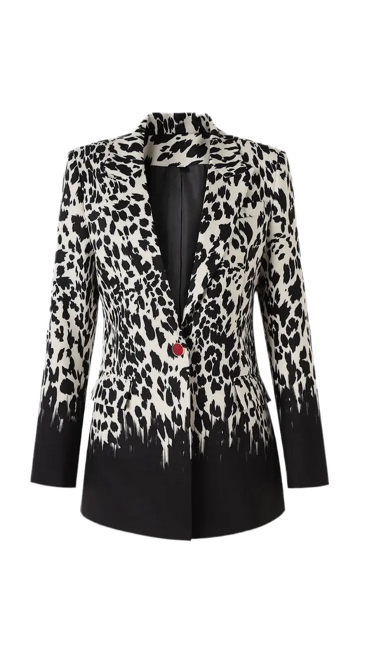 Black & White Leopard Print Blazer