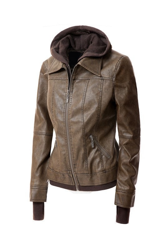 Hooded Leather Jacket - Undeniably LUXE