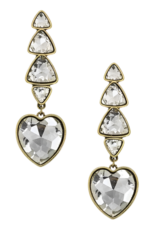 Dangle Crystal Heart Earrings - Undeniably LUXE