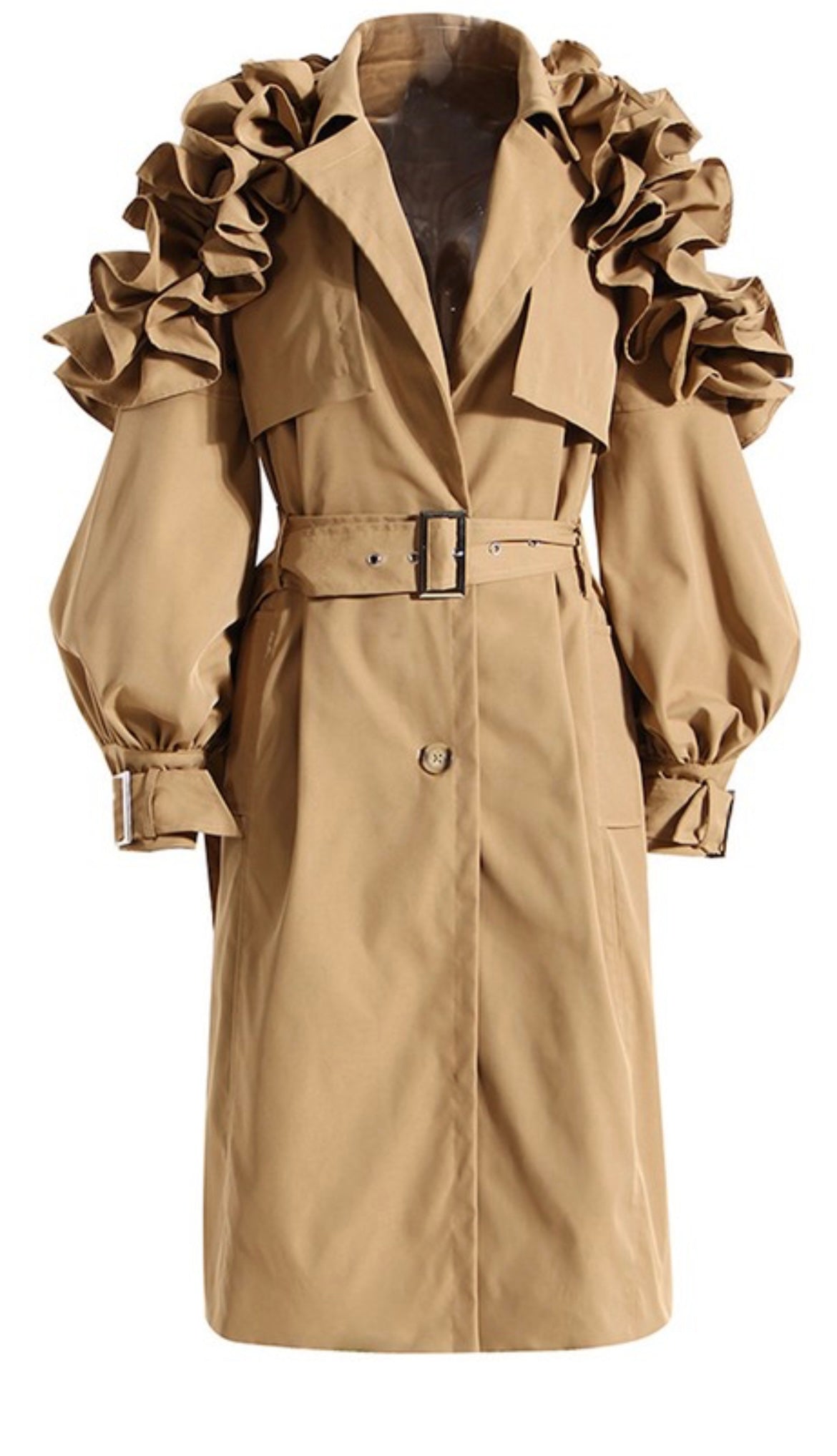 Ruffle Trim Trench - Undeniably LUXE