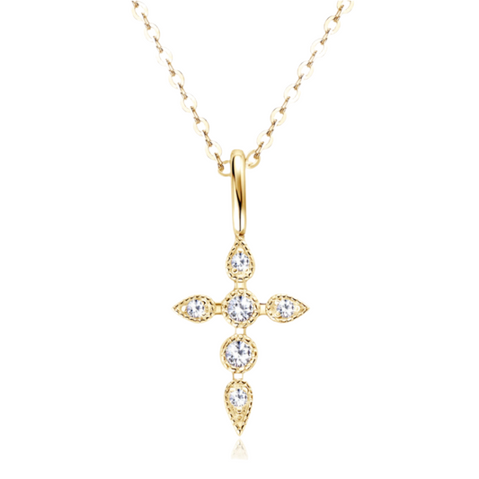 Sterling Silver Moissanite Cross Pendant Necklace