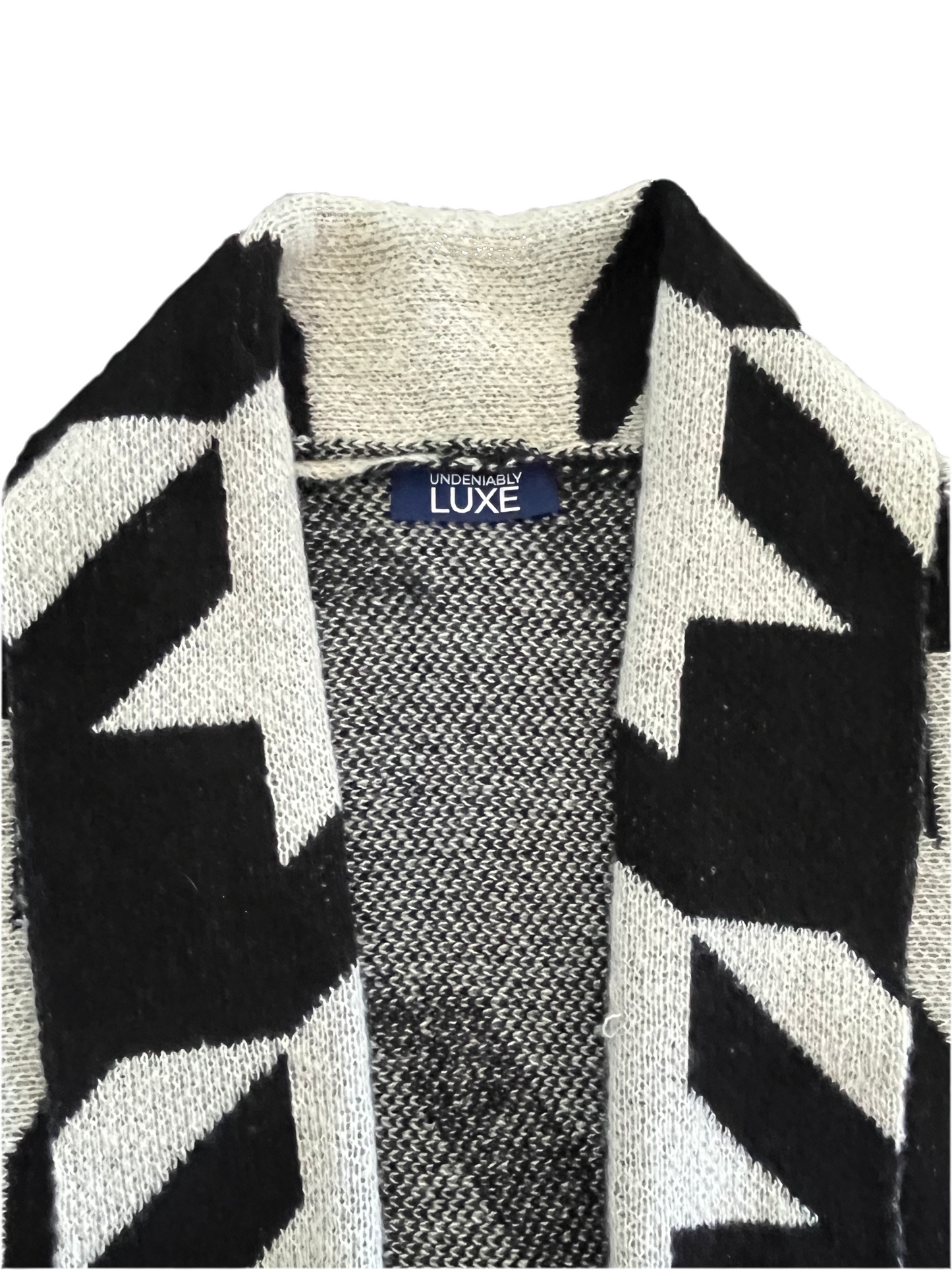 Houndstooth Print Knit Cardigan